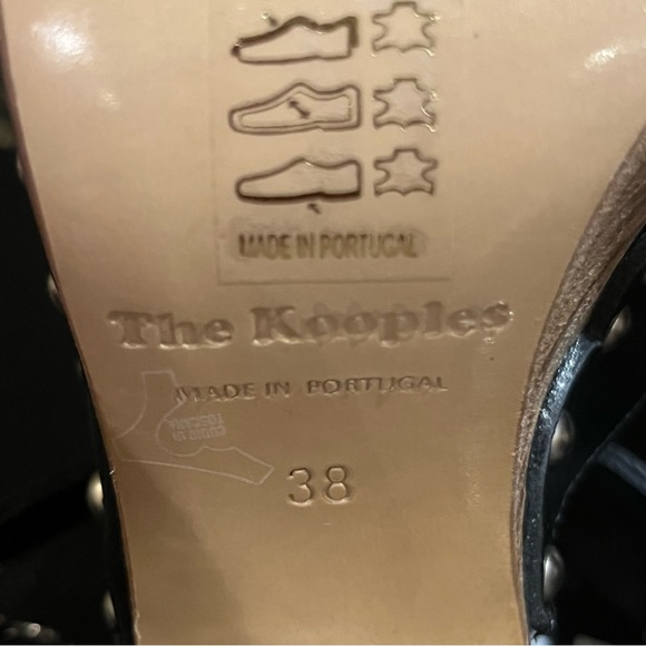 The Kooples Black Leather Wood Platform Clog Sandals Studded Block Heels EU 38 - Picture 14 of 14